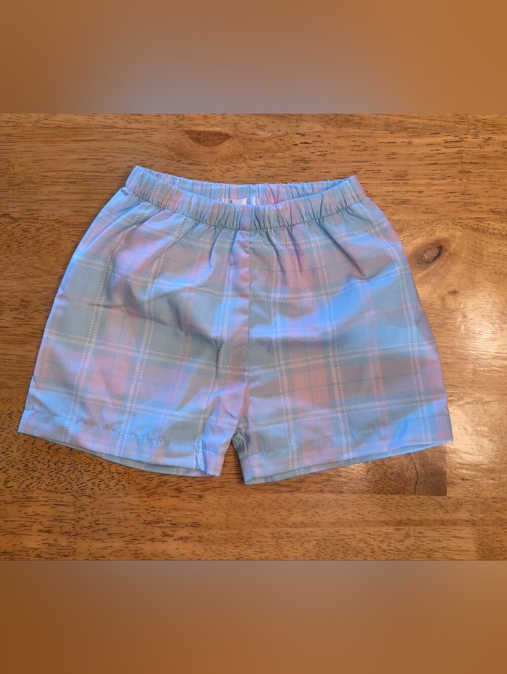 Kids' Pastel Plaid Elastic-Waist Shorts - Light Blue & Pink